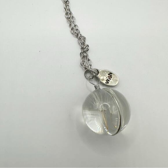 Wish Dandelion Necklace Chain Pendant Seed Fluff Stainless Steel Resin Spring - Picture 7 of 8